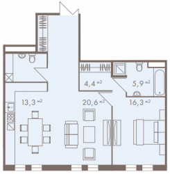 Апартаменты 78.7 м²