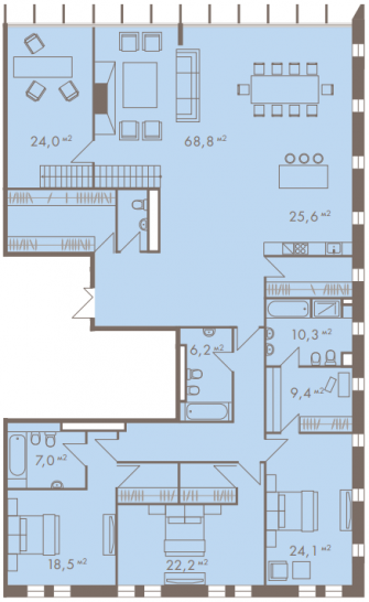 Апартаменты 285.5 м²